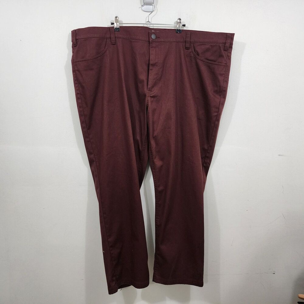DXL Oak Hill Straight Fit Tech Pants Trouser Burgundy Mens W50 x L30 Stretch